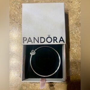 NIB—Pandora Limited Edition Sterling Silver Heart Bangle Bracelet